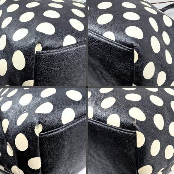 Betsey Johnson Black & White Polka Dot Reversible Faux Leather Large Bow Tote - Picture 6 of 10